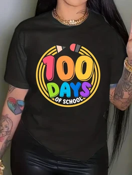 100-ąją Dieną Mokykloje Asmeninį Užsakymą Marškinėliai Mokytojo Dieną Dėkingi Dovana Mokytojų Moterų Apvalios Kaklo Viršų