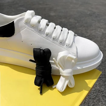 130cm vientisos Spalvos batų raišteliai MCQ Klasikinis Atsitiktinis Balti Bateliai Butas Raišteliais vienos Lyties Sneaker Sporto Batų Raišteliai