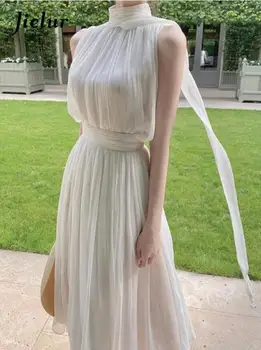 2023 Vasaros Baltos Prancūzija Vintage Suknelė Moterims Šifono, Elegantiškas Vakare Šalies Ilga Suknelė Panele Laisvalaikio korėjos Dviejų dalių suknelė p883