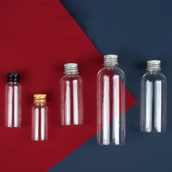 30PCS 5ml-500ml Tuščius skaidraus Plastiko buteliukas su Užsukamu Aliuminio Kelionės Kosmetikos Konteineriai, Eteriniai aliejai, Losjonai, Kremai