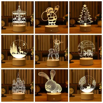3D Naktį Lempos Darbalaukio Naktį Šviesos Berniukų ir Mergaičių Šventė naujų Metų Dovana Kalėdų Dekoratyvinis Miegamojo staliukas, Lempa Navidad