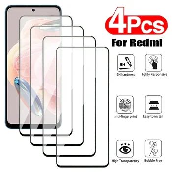 4Pcs Grūdintas Stiklas Xiaomi Redmi A1 A2 Plus 10A, 10C 12C Screen Protector Redmi Pastaba 10 11 12 10T 11T Pro 12T Apsauginės Plėvelės
