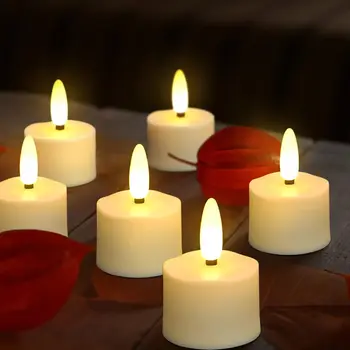 6pcs/12pcs LED Įkrovimo Arbata žibintai 3D Liepsnos Žvakių Nuotolinio valdymo Laikmatis su Votive Žvakės Vestuvių Kalėdų Vakarėlį lentelė