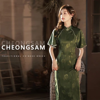 Cheongsam Moterų Kinijos Qipao Šanchajus Suknelė Elegantiškas Tradicinį Rytietišką Suknelė Jauni Mados Mandarinų Drabužių Pavasario Vasaros