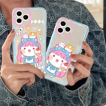 cute girls cartoon Telefono dėklas, Skirtas Samsung S 23 22 21 20 ultra plus lite Skaidri Korpuso