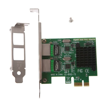 Dual-Port PCI-E X1 Gigabit Ethernet Tinklo plokštė 10/100/1000Mbps Norma Adapteris Dropship