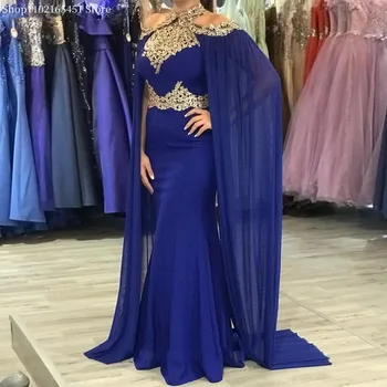 Dubajus arabų Prom Dresses Royal Blue Undinė Šifono Oficialų Vakare Chalatai, Plius Dydis Moterys Šalis Motina Oblubienicy Suknelė