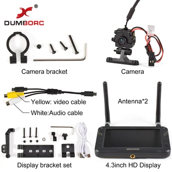 DUMBORC 4.3-colių FPV HD Ekranas 5.8 G Vaizdo Perdavimo Dual Antenos, Antenų Kamera X6 Frsky Flysky RadioLink RC Automobilių