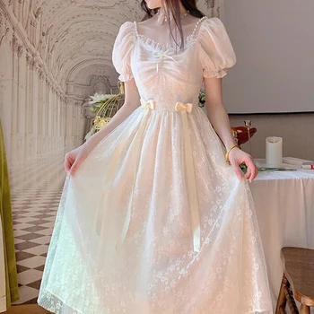 Elegantiškas Princesė Suknelė Moterims Senovinių Nėrinių-up Šalies Ilgų Pasakų Suknelės Moterims 2023 Vasaros Viktorijos Vestuves Midi Suknelė korėjos