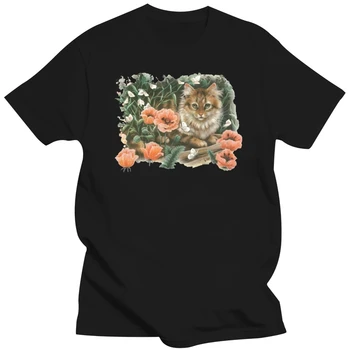 Gamtos, Gyvūnų Augintinių T-Shirt Katės, Kačiukai, Kačiukas, Kuriuo Gėlės Tee Marškinėlius Tee Marškinėliai
