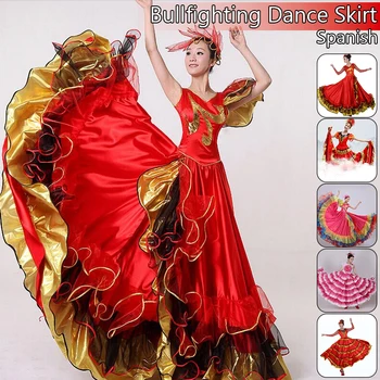 Ispanijos Moterų Kostiumas 360/540/720 Klasikinis Čigonų Flamenko Šokių Suknelė Big Swing Sijonai Bullfight Pilvo Etapo Veiklos