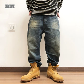 Japonijos Streetwear Aukštos Kokybės Cargo Džinsai Vyrams Harajuku Atsitiktinis Tiesios Kelnės Amerikos Tendencija Džinsinio Baggy Pants Vyras