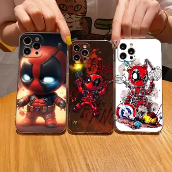 Juokinga Chibi Deadpool Stebuklas Aišku, Telefono dėklas Skirtas iPhone 15 14 11 12 13 Pro Max Mini X XS XR 8 7 Plius Padengti Minkštos Permatomos Atveju