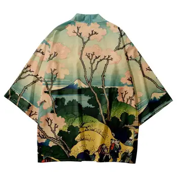 Karšto Pardavimo Kinų Stiliaus Megztinis Skaitmeninis Spausdinimas Paplūdimio Haori Nacionalinės Vėjo Kraštovaizdžio Dažai Tapybai Naujas Produktas, Tradicinio Kimono