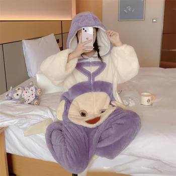 Kawaii Animacinių filmų vientisas Pižama Suaugusių Moterų Kigurumi Jumpsuit Cosplay Kostiumų Sleepwear Poliesteris Minkštas Pora Loungewear