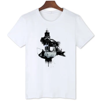 Kūrybinis Tapybos Žvejybos Valtis T-shirt Vyrų Vasaros Mados Drabužių Karšto Parduoti Naują Atsitiktinis Marškinėlius B1-194