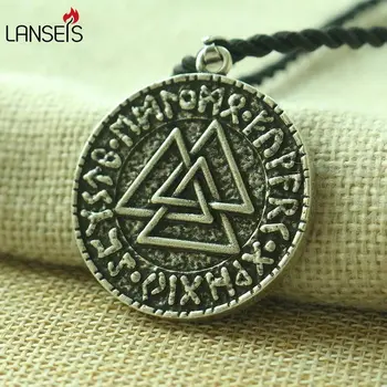 lanseis 1pcs viking vyrų karoliai Valknut pagonių amuletas pakabukas skandinavų laišką simbolis