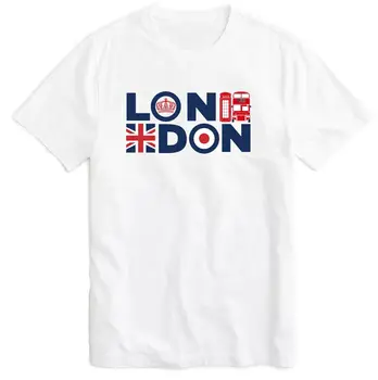 Londono Kelionių Anglija Suvenyrų Vėliavos T-shirt Autobusų Big Benas Telefono Būdelės Karūnos Karalius Viršų