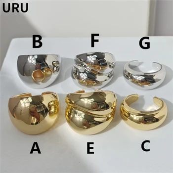 Mados 2023 Aukso Spalvos Sidabro Padengtą Metalo Minimalistinio Blizgus Plačiai Atverti Žiedai Geometrinis Piršto Žiedai, Moterų, Vyrų Papuošalai