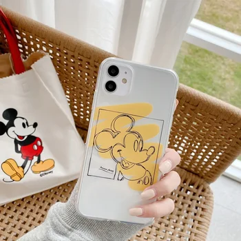 Mickey Mouse Anime Eskizas meno Animacinių filmų Telefono dėklas Skirtas iPhone 15 14 13 12 11 Pro Max Xr Mini Xs Max 8 14 Plus Atveju Mielas Minkštas Viršelis
