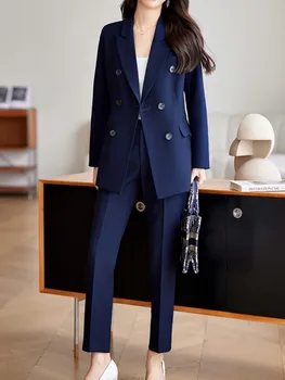 Moterų Mados Korėjos Atsitiktinis, Kietas Pantsuit Office Slim Derliaus Elegantiškas Verslo Dviejų Dalių Rinkinys Moterų Prašmatnus Komplektus Drabužių