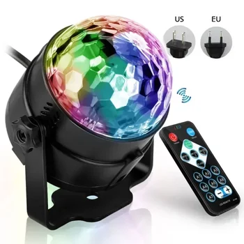 Naujas LED Mini Magic Ball Scenos Apšvietimo Efektas RGB Balso Kontrolės Nuotolinio Valdymo Sukasi Lazerio Šviesą, KTV Disco Atmosferos Šviesos