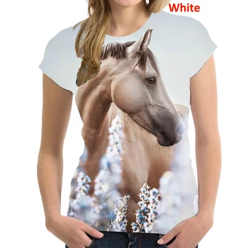 Naujas mados 3d Crazy Horse T-marškinėliai Moterims Tees Marškinėliai Harajuku Gatvės drabužių Mados Viršūnes Tshirts Ponios Trumpas Rankovės Tees