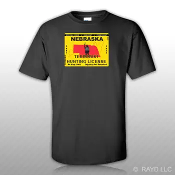 Nebraskos Teroristų Medžioklė Leidimo T-Shirt Marškinėliai Nemokamai Licencijos Lipdukas NE