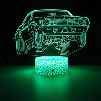 Nighdn Automobilių 3D Iliuzija Gimtadienio proga Šalia Stalo Lempa 7 Spalva Keičiasi Jutiklinį Jungiklį Apdailos Naktį Lempos Dovana Vaikams Berniukams
