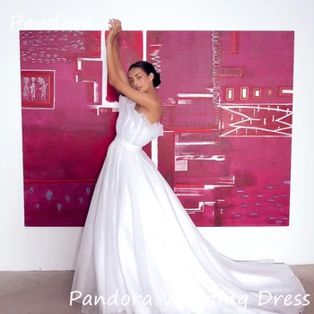 Pandora Organza-line Stebėjimo Pynimas Paprasta Dramblio kaulo Nuotakos Suknelės Grindų ilgio Elegantiškas Oficialią Vestuvių Suknelės Moteris 2024