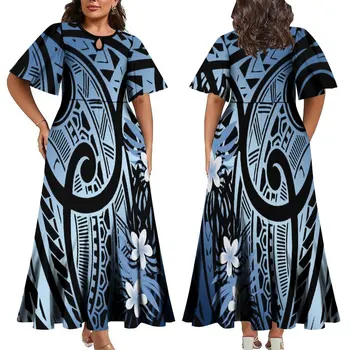 Polinezijos Sudegintasis Rankovėmis Užsakymą Moterų Suknelė Samojiečių Ilgas Sijonas Purus Šokių Suknelė Pokylių Aukštos Kokybės Suknelė Vasarai