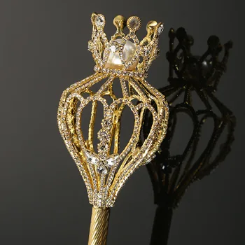 Populiarus Cetro Ryškus, Elegantiškas, Aukštos Kokybės Mados Gražus Vestuvių Rekvizitai Karalienės Karūnos Magija Skeptrą Pasakų Stick