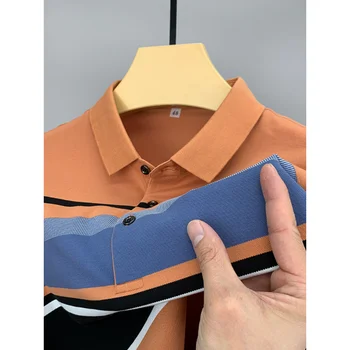 Prabangos Prekės Premium Dryžuotas trumpomis Rankovėmis Polo Marškinėliai vyriški Pearl Cotton 2023 Naujas Vasaros Medvilnė Klasikinis Atsitiktinis korėjos Viršuje M-4XL