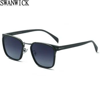 Swanwick vyrų kvadratinių saulės akiniai poliarizuoti UV400 retro vairavimo akiniai nuo saulės vyrams, rudos, pilkos 2023 karšto pardavimo vasaros stilius