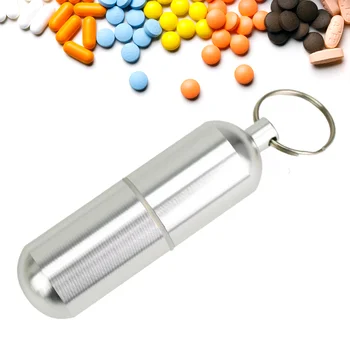 Tabletes Atveju Keychain vandeniui uždaromos medicina gali nešiojamų Kelionių Tabletes Organizatorius Metalo Tabletes Konteinerių medicina langelį Medicina
