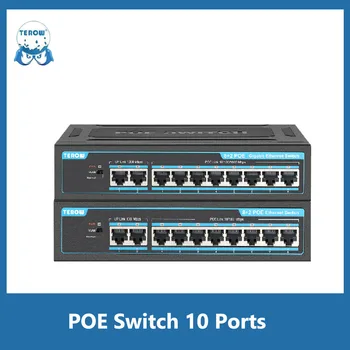 TEROW POE Switch 10 Uostus 100/1000Mbps Gigabit Switch Fast Ethernet Tinklo Jungiklis Wi-fi Maršrutizatorius, IP Kamera, Wireless AP