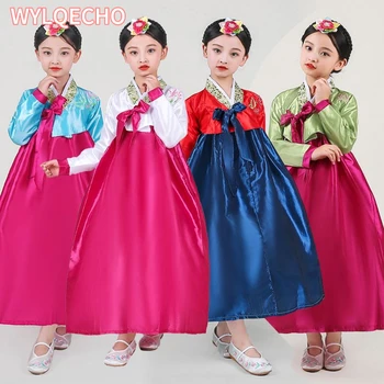 Tradicinius Korėjiečių Drabužius Merginos Hanbok Siuvinėjimo Ilgomis Rankovėmis Senovės Kostiumas Etapo Rezultatus Retro Teismas Suknelė