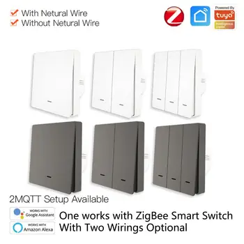 Tuya ZigBee 3 Gauja Wifi Smart Switch Telefono Ir Balso Laikmačio Valdymo 100-250V Mygtuką Įjungti Valdiklio PROGRAMĄ Smart Switch Panel