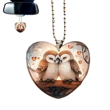 Valentino Dieną Ornamentu Širdies formos Meilės Pakabukas Pelėda 2D Akrilo Pelėda Širdies Formos Ornamentu Dvipusis Spausdinimas Valentino Dovana