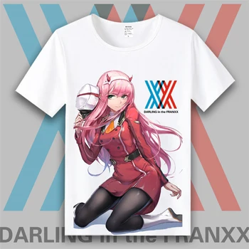 Vasaros marškinėliai Anime DARLING į FRANXX Cosplay T-shirt Nulio Dvi 02 Hiro 016 Unisex trumpomis Rankovėmis marškinėlius Mados