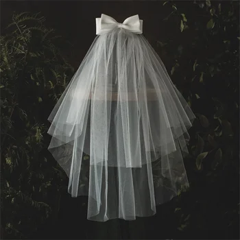Vestuvių nuotaka reljefiniai šviesos šydu pagrindinis vestuvių suknelė tiara vestuvių registracijos balta trumpas 2023 naujas baltos spalvos siūlų