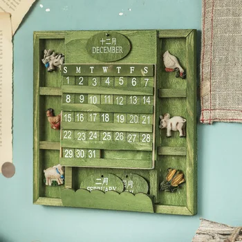 Žalia Senovinių Kalendorių Mediniai Pakabinti Kalendorių Pakabukas Namų Puošybai Kiekvienais Metais Kabo Sienos Aikštės Amžiną Kalendorių Apdaila
