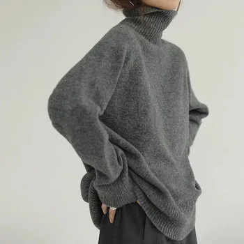 Žiemos Golfo Džemperis Moterims Šilti Megztiniai Atsitiktinis Laisvas Megztinis Ponios Korėjos Stiliaus Kietas Jumper Trikotažas Traukti