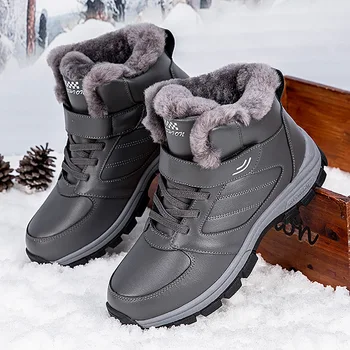 Žiemos High-end Lauko Porą Sniego Batai Odiniai Aukšto viršų Vaikščioti Sneaker Vyrai Kokybės Šiltas Pliušinis Pamušalu Moterų Bėgimo Bateliai